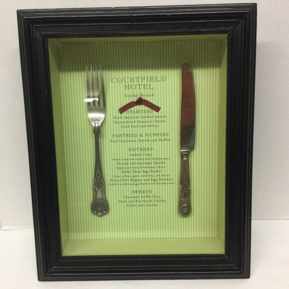 Courtfield Hotel Knife & Fork Silverware Shadowbox Menu Restaurant/Home Decor - Picture 1 of 12